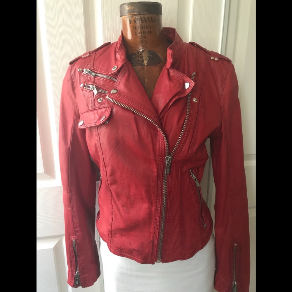 Black Rivet Red Motto Women’s Leather Jacket S